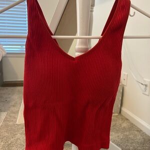 Altar'd State Red Ribbed Sleeveless Tank Top